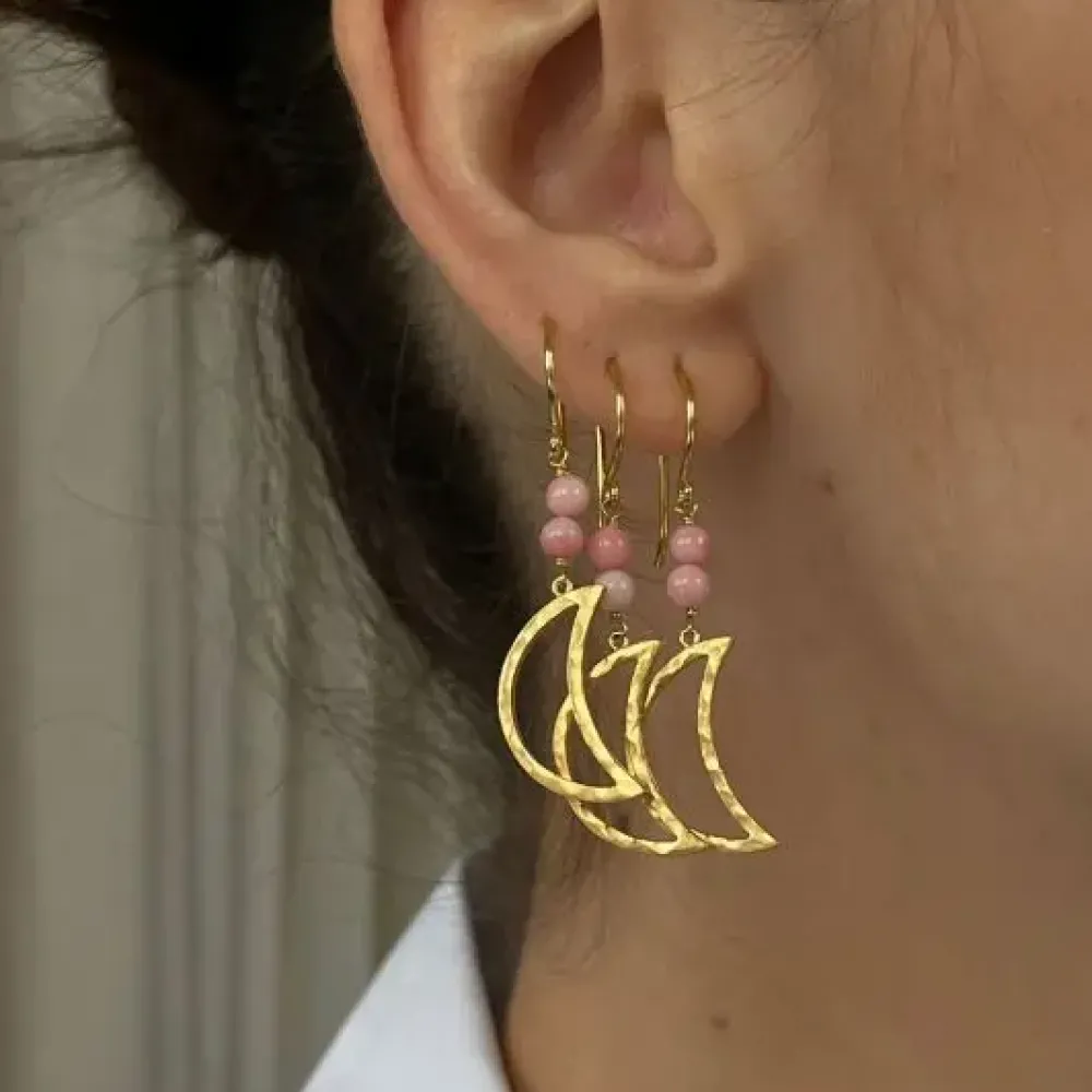 STINE A Jewelry Bella Moon with Coral ørering 1342-02| Øreringe|Forgyldte Sølvsmykker