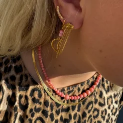 STINE A Jewelry Bella Moon with Coral ørering 1342-02| Øreringe|Forgyldte Sølvsmykker