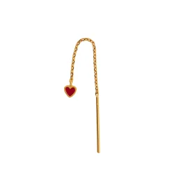 STINE A Jewelry Danling Love Heart ørering 1364-02-Burgundy| Forgyldte Sølvsmykker|Øreringe