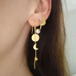 STINE A Jewelry Sun and Moon ørering 1360-02| Forgyldte Sølvsmykker|Øreringe