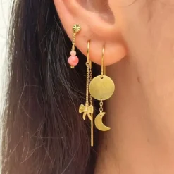 STINE A Jewelry Tres Petit Etoile with Coral ørering 1361-02| Forgyldte Sølvsmykker|Øreringe