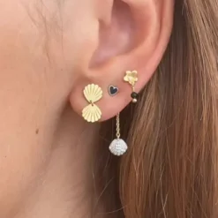 STINE A Jewelry Two Petit Shell ørering 1318-02| Øreringe|Forgyldte Sølvsmykker
